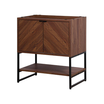 Juhl Chevron-Front Modern Minimalist 2-Shelf Bath Vanity Cabinet Only (Sink Basin Not Included)
